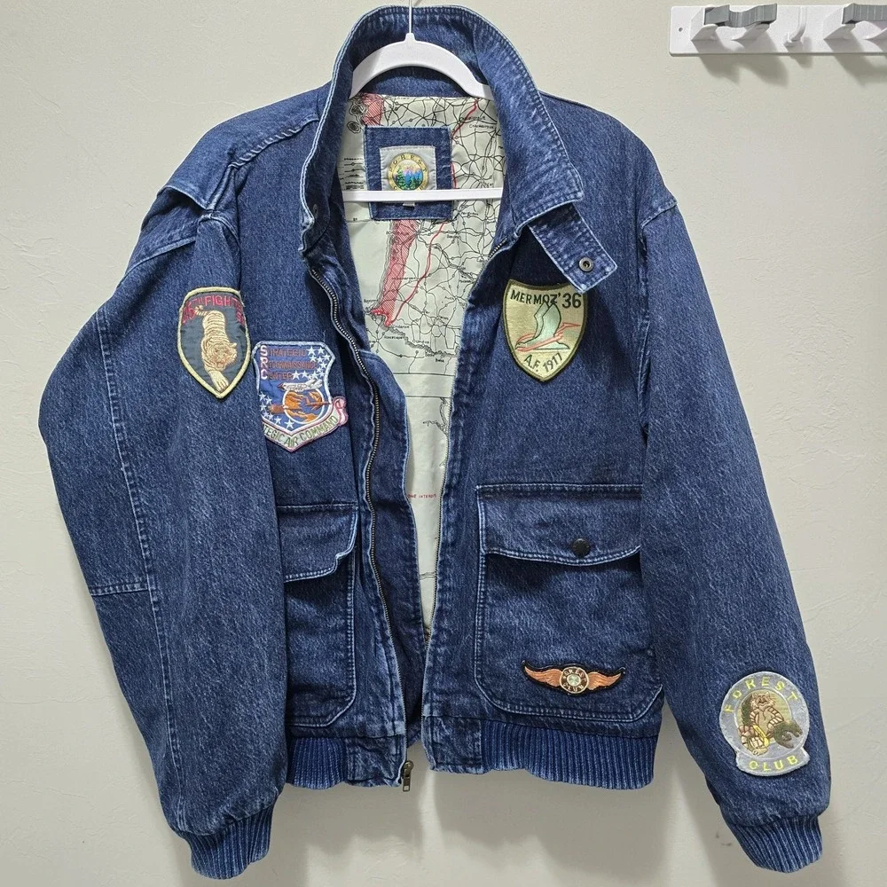 Forest Club Vintage‎ Denim Military Jacket Large